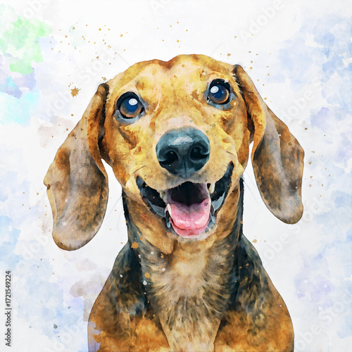 Watercolor Dog Illustration, Cute Hand Painted Pet Portrait, Artistic Animal Art Print
