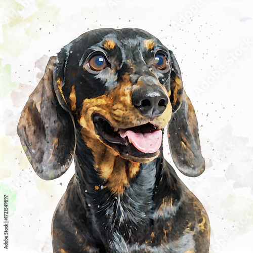 Watercolor Dog Illustration, Cute Hand Painted Pet Portrait, Artistic Animal Art Print