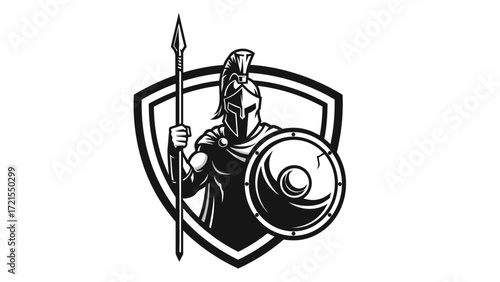Mascot Illustration Esport Logo Emblem of a Spartan Warrior