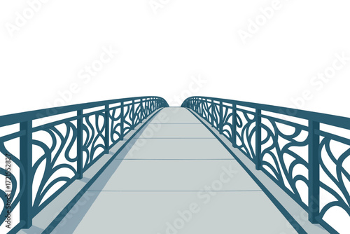 Contemporary pedestrian bridge featuring artistic railings and panoramic views
