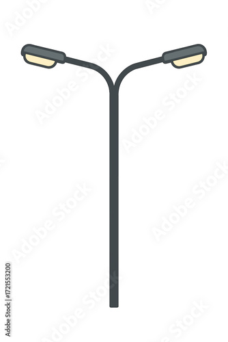Minimalist streetlight design featuring twin LED lamps with a sleek appearance