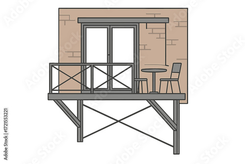 A minimalist steel‑framed balcony in an industrial loft style, inspiring modern urban living