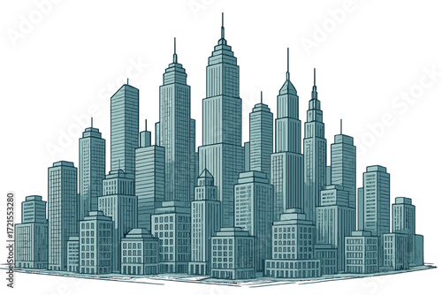 Carefully Designed Model City Featuring Intricate Skyscrapers