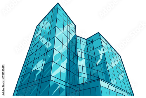 A contemporary glass building showcases stunning architecture and reflective surfaces