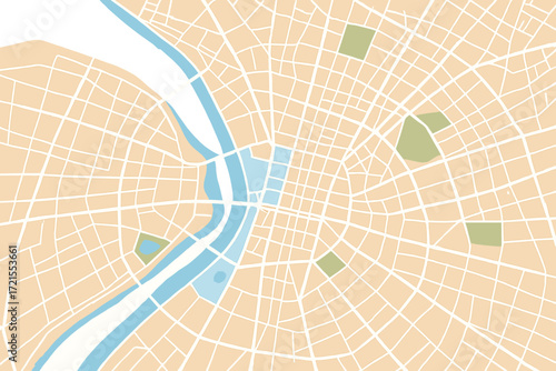 Urban planning concept for the capital city, including street, road, and area on the city map