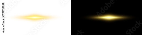 Light gold shiny yellow horizontal beam bright glow PNG