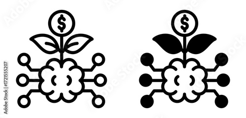 Artificial Intelligence Investment Icon Collection Line & Mixed Style