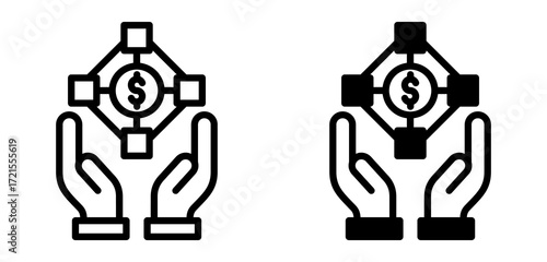 Blockchain Funding Icon Collection Line & Mixed Style