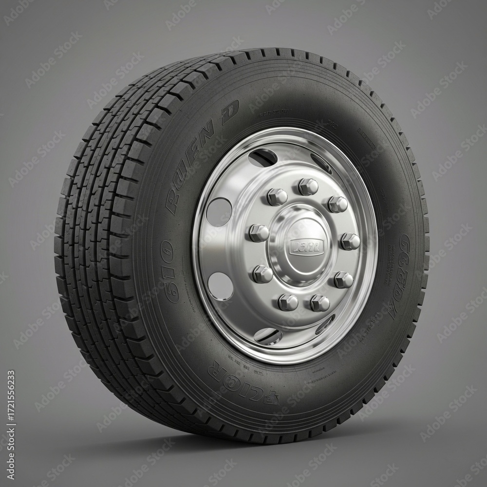 Obraz premium truck wheel on a gray background