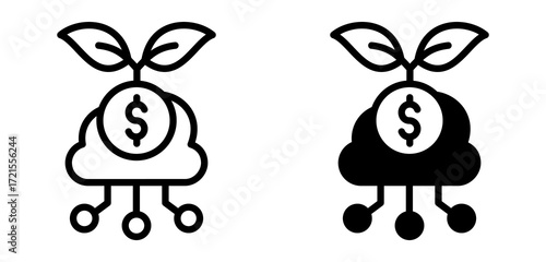 Cloud Computing Investment Icon Collection Line & Mixed Style