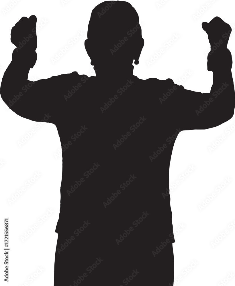 Fototapeta premium vector, silhouette of senior woman arms raised