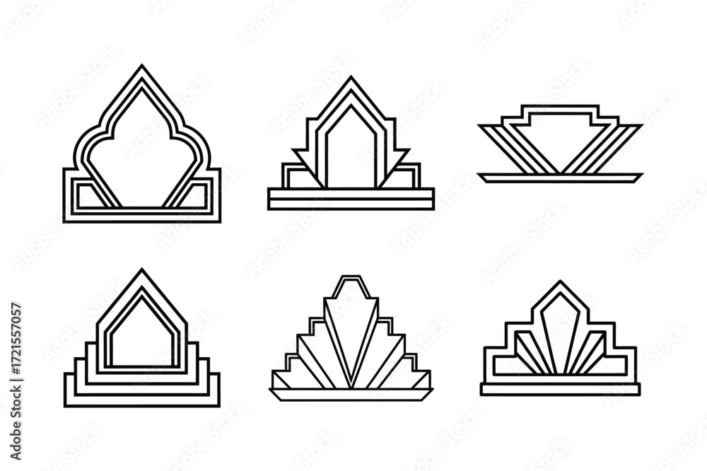 Fototapeta premium set of art deco stepped border vector