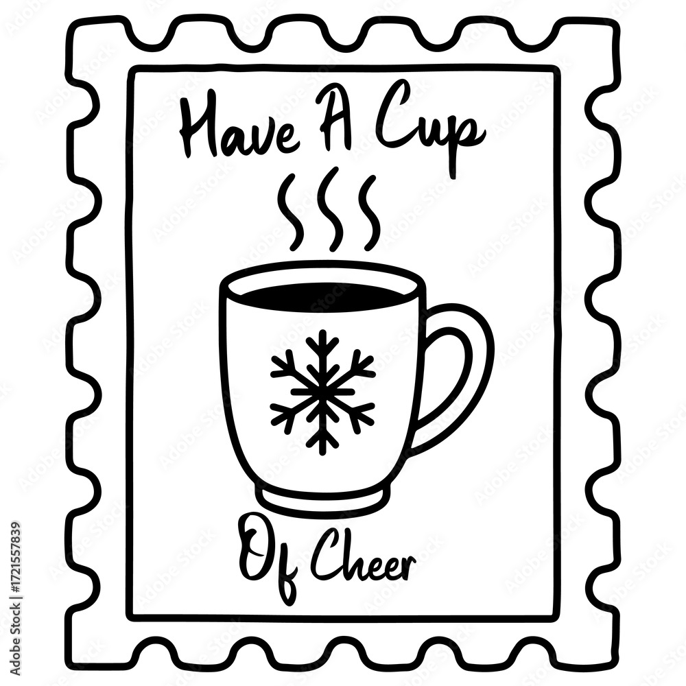 Obraz premium Christmas Cup Stamp