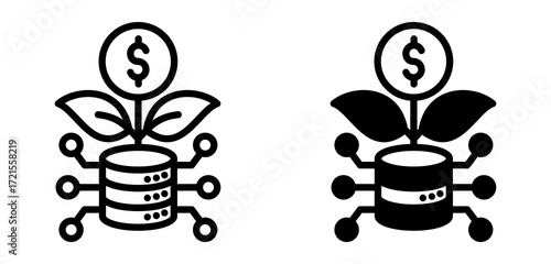 Big Data Investment Icon Collection Line & Mixed Style