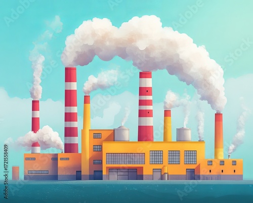 Wallpaper Mural Industrial factory with smoke chimneys and pollution Torontodigital.ca