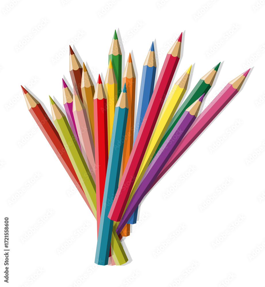 Fototapeta premium Set of colored pencil collection - isolated illustration colorful pencils on transparent background - png 