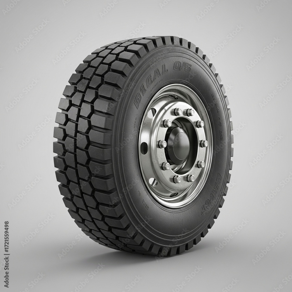 Obraz premium truck wheel isolated on gray background