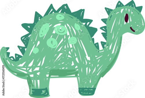 Doodle Illustration of Cartoon Dinosaur