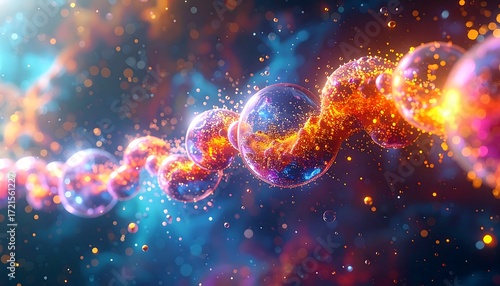 Abstract swirling spheres in vibrant colors