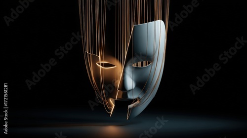 White Mask with Glowing Orange Threads