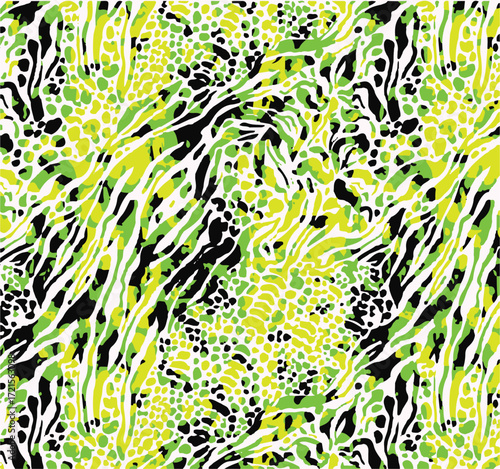 Leopard print. Vector seamless pattern. Animal skin background with black and brown spots on beige backdrop. Abstract exotic safari texture. Jaguar, leo, puma cheetah fur pattern. Repeat design