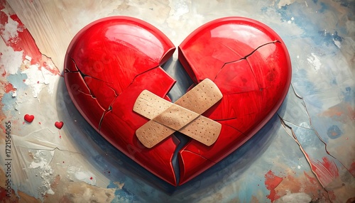 Broken heart with band-aid