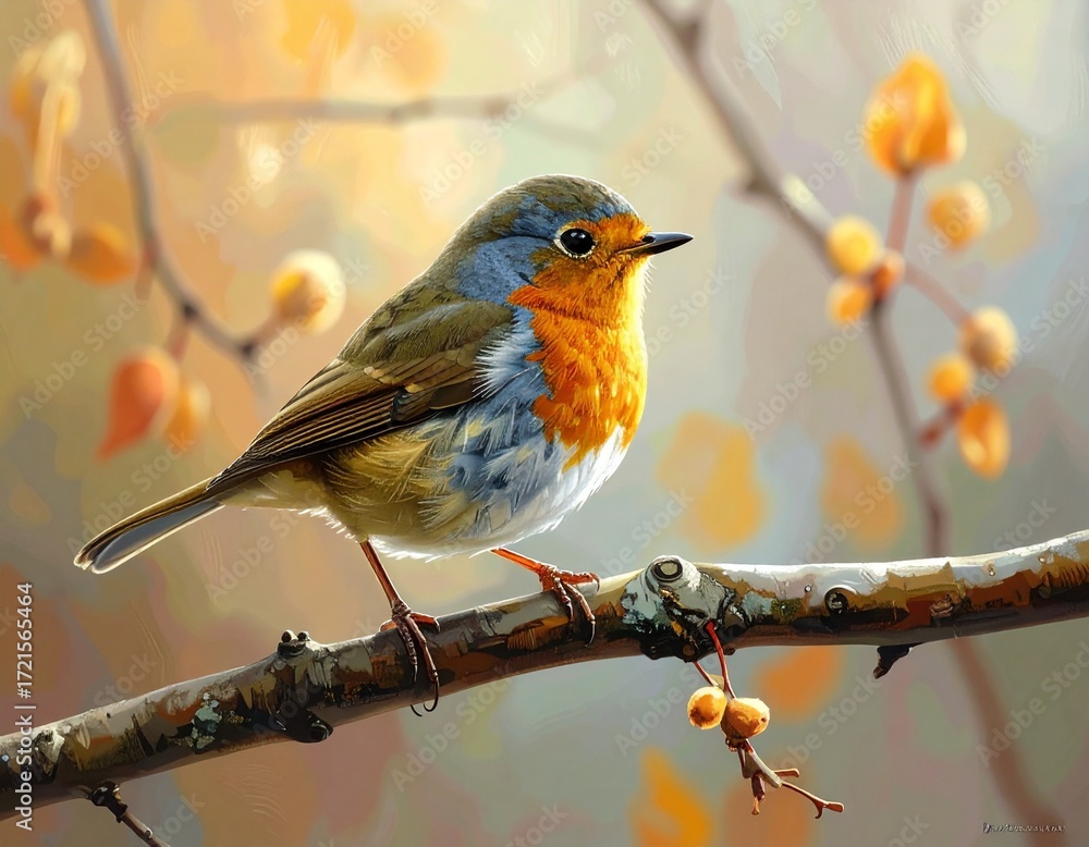 Fototapeta premium Vogel auf Ast