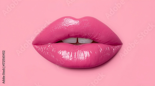 Pink Lips On Pink Background
