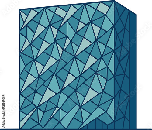 Geometric facade of a contemporary building in Riyadh's King Abdullah Financial District