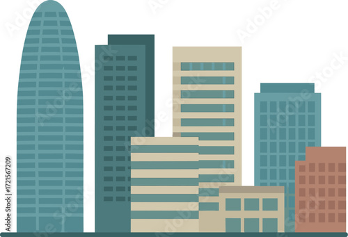 Tall buildings and offices in Poble Nou, Barcelona