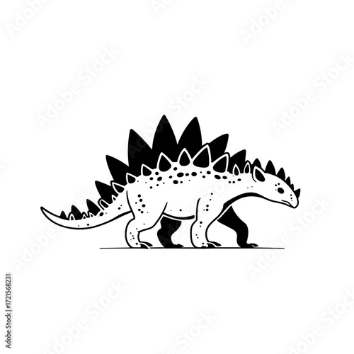 Ankylosaurus. Ankylosaurus simple black and white line art vector logo