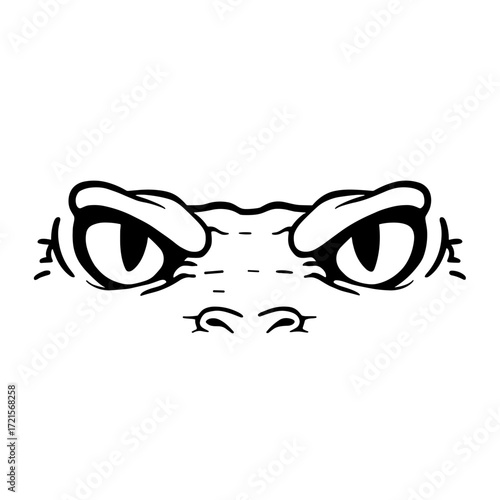 Crocodile. Crocodile simple black and white line art vector logo