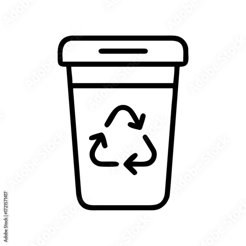 Reusable cup with recycling symbol, showcasing eco-friendly design, made from sustainable materials, promoting environmental awareness and reducing plastic waste in daily life