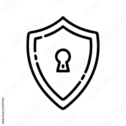 Shield icon representing security and protection, featuring a central keyhole design, symbolizing safety and trust in digital environments and online transactions