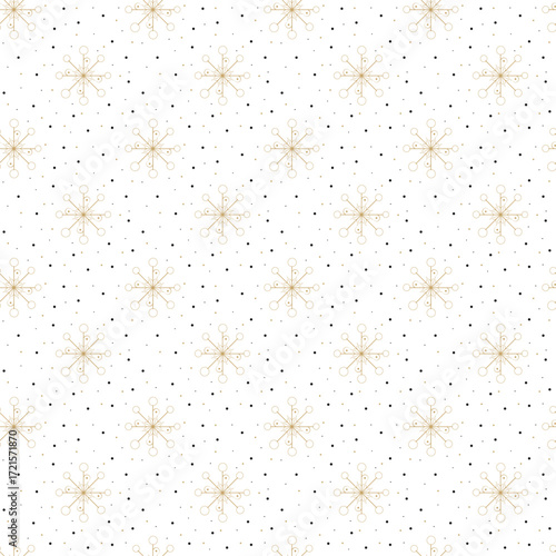 Seamless winter pattern with golden snowflakes, perfect for holiday design or wrapping paper
