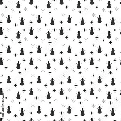 Christmas Seamless pattern. endless texture featuring snowmen and snowflakes. winter doodles