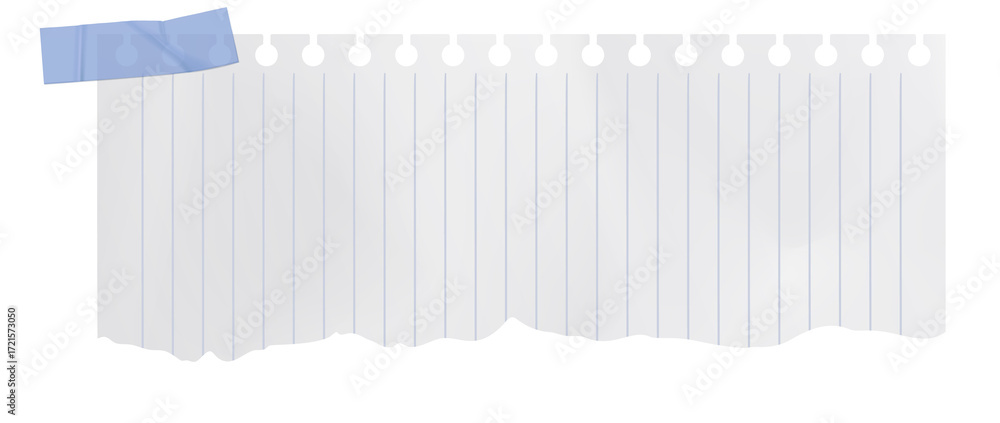 Obraz premium White grid notepaper journal sticker. A blank sheet of checkered paper. Real notepad with grid line isolated