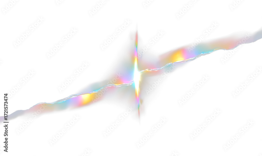 Obraz premium Broken Light Flare Effect with Colorful Glitch Element Isolate on Transparent Background, cutout, png