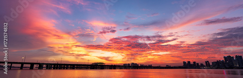 beautiful sunset glow in city in Shenzhen
