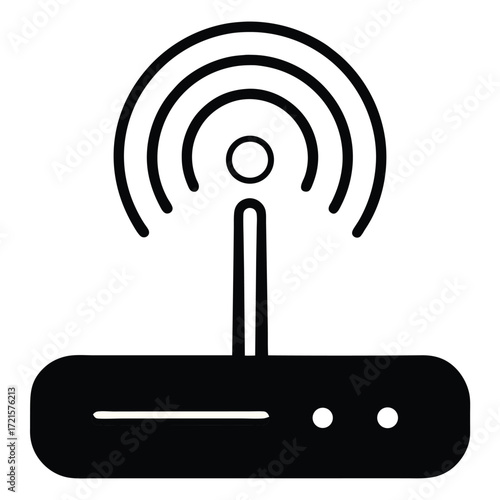Wi fi router with signal waves isolated on white background