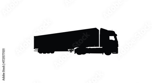 Simple black silhouette of a large commercial transport truck illustration