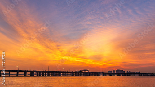 beautiful sunset glow in city in Shenzhen