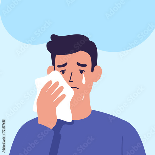 Man Cry and fustation flat illustrtion