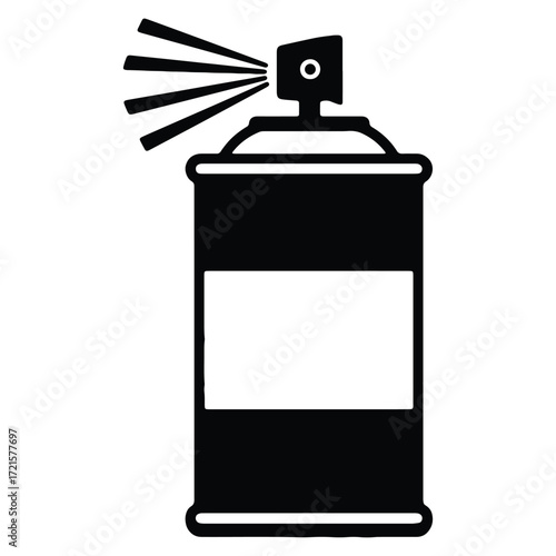 Black and white vector illustration of an aerosol spray can graphic