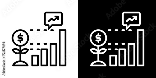 Growth Chart icon of a flat style vector
