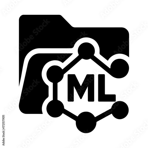 AI folder organization icon, machine learning file system, intelligent document management, smart folder automation, ML data organization, automated file classification
