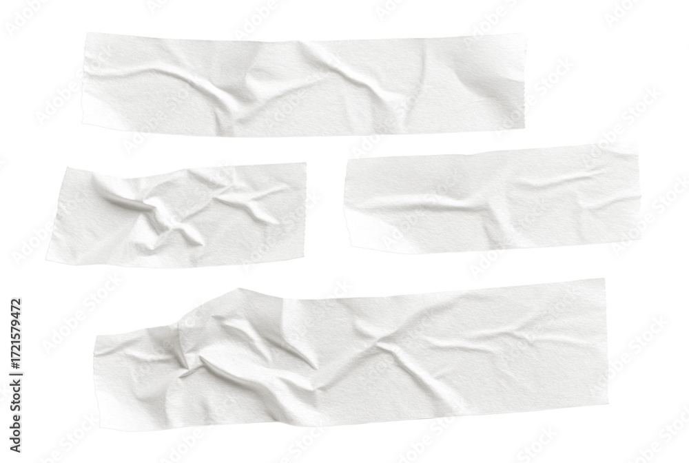 Obraz premium Realistic wrinkled white adhesive tape strips.