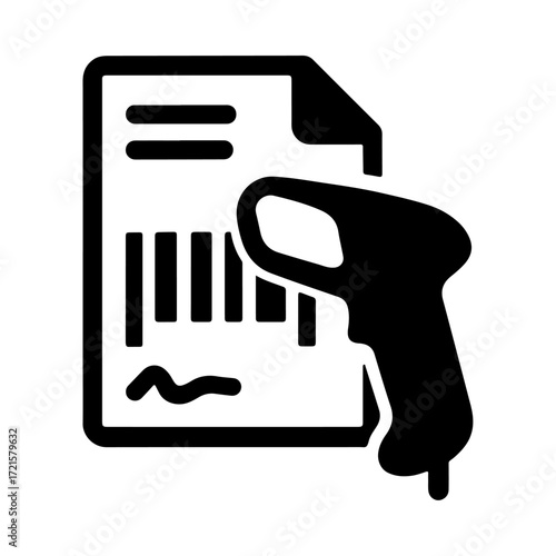 Smart invoice scanner icon, automated billing system, digital invoice processing, barcode payment technology, intelligent billing automation, electronic invoice scanner
