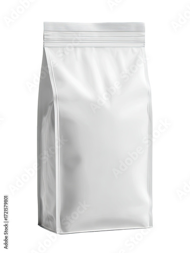 Blank white food-grade pouch with a zipper