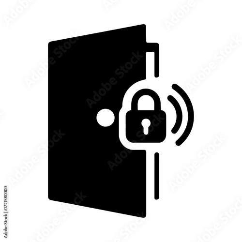 IoT door lock icon, smart entry system, connected access control, intelligent door security, automated lock technology, digital door monitoring